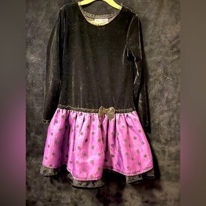 Girls velvet and purple taffeta with black Polk a dots.